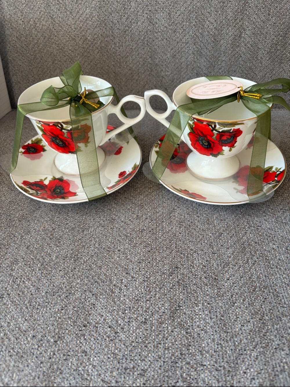 Gracie Bone China White Decorative Plate with Olive Ribbon Accent